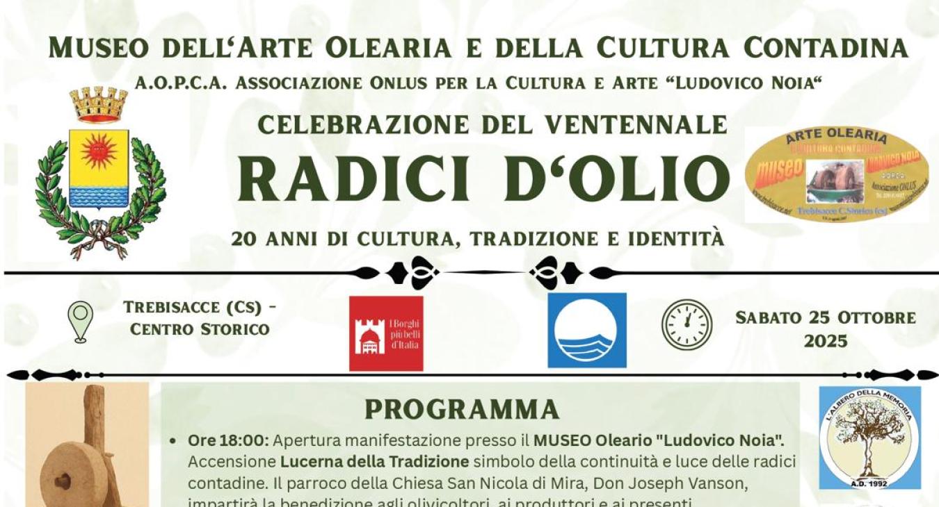 Celebrazione del Ventennale Radici d’Olivo 20 anni di cultura, tradizione e identità Trebisacce (CS)