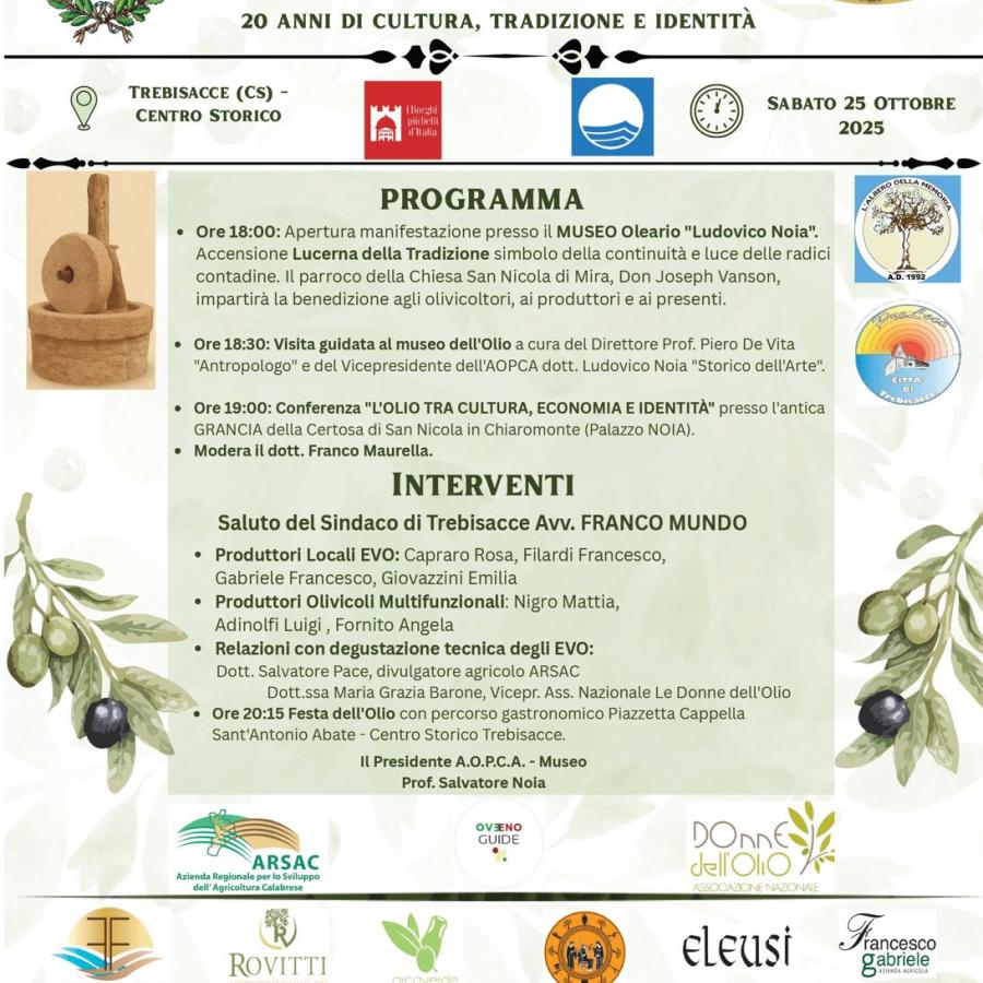 Celebrazione del Ventennale Radici d’Olivo 20 anni di cultura, tradizione e identità Trebisacce (CS)